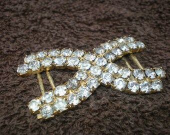 RHINESTONE SHASH BUCKLE Vintage/Crystal Studded Sash Buckle/1970 Vintage Buckle