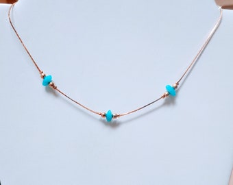 Collier Turquoise La Belle au Bois Dormant/Collier Turquoise vintage Gold Tone/Collier Ras de Cou Turquoise/Cadeau de la Saint-Valentin/Collier Minimaliste