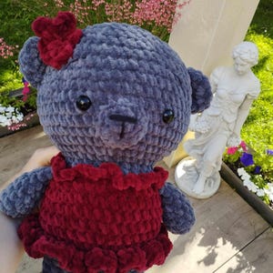 Gray Teddy Bear Handmade Crochet Plush
