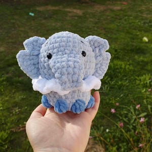 Handmade crocheted plush Blue Elephant
