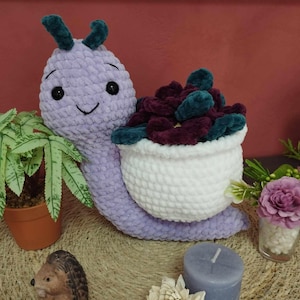 Handmade crochet plush flower snail