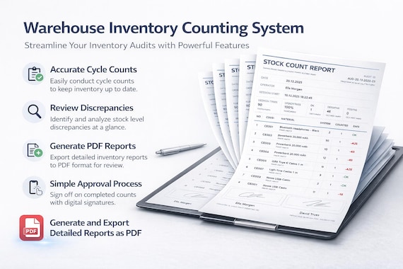 Warehouse Inventory System (Google Sheets Web App) | Auto Variance Analysis, PDF Reports & Digital Signature | Warehouse Inventory Dashboard