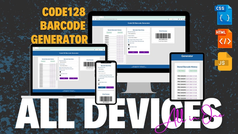 Code128 Barcode Generator With Product, Inventory, and Excel Save ...