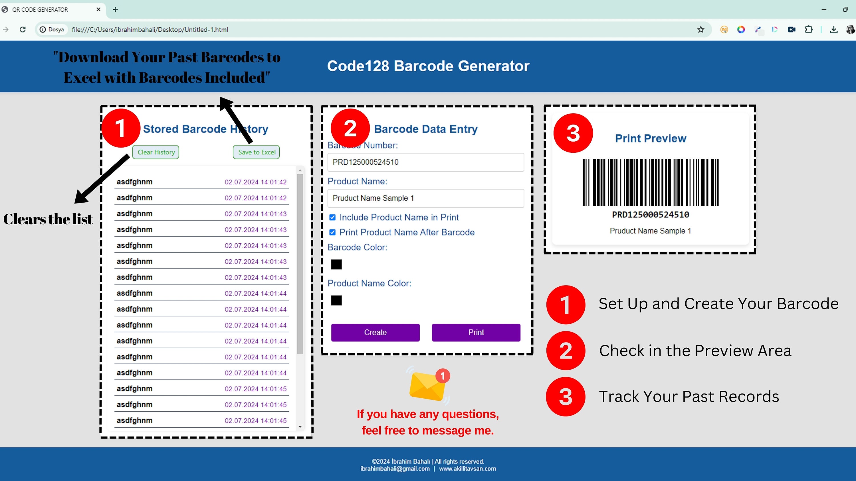Code128 Barcode Generator With Product, Inventory, and Excel Save ...