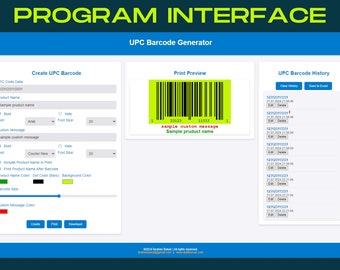 UPCバーコード生成ソフトウェア | カスタマイズ可能な色とフォント | QRコードとメッセージを含む