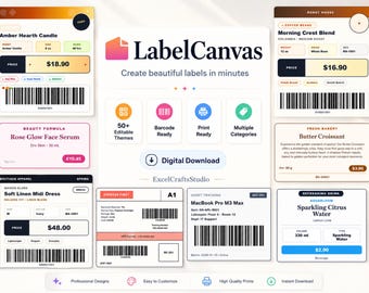 LabelCanvas V1.0 – Google Sheets Label Maker | Barcode Labels, Custom Templates & Print Studio | No Subscription, Digital Download