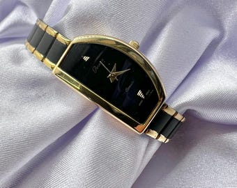 Reloj Parmex vintage dorado con forma de media luna y luna creciente para mujer, delicado y elegante, de estilo antiguo