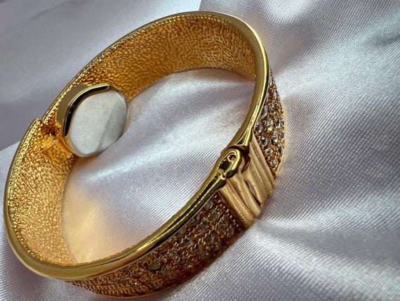 Vintage Le Jour Gold Tone Women's Watch Bangle Cuff Mother of