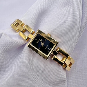 Vintage Squared Ronica damski zegarek Dainty Squared Bransoletka Pasek Złoty Tone preppy
