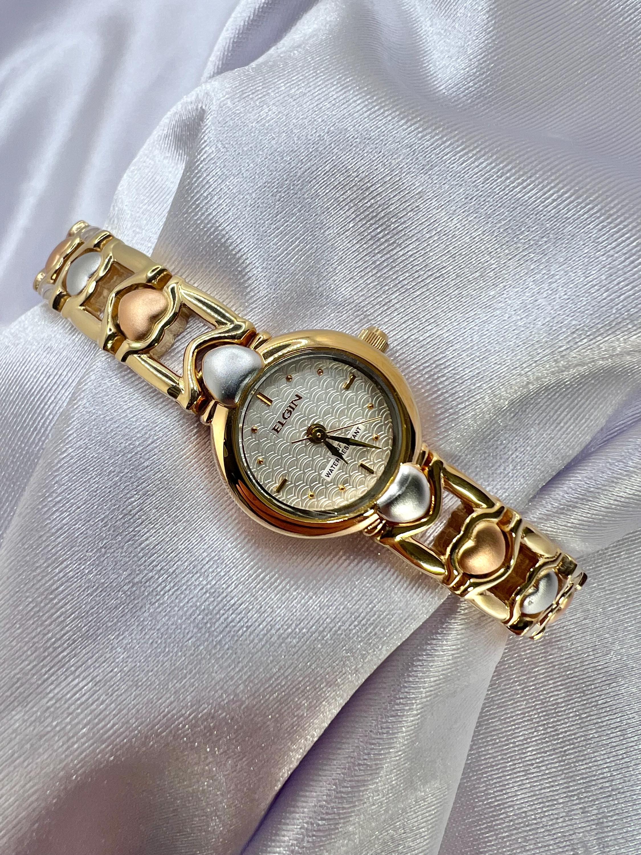 Montre Femme Vintage Elgin DZ815-Y432 - Boîtier Argenté 18.8mm - Quartz - Bracelet Acier - Occasion