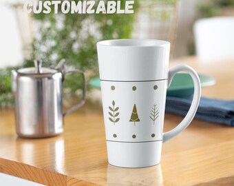 Personalised  - White Latte 17oz Ceramic Mug, gift for him, gift for her, custom gift, soft colours, simple design cup