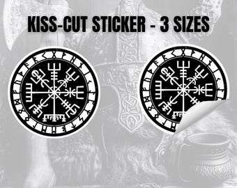 Vegvisir Sticker Norse Symbol Bubble Free Sticker Worn Out Design, 1 Piece and 3 sizes