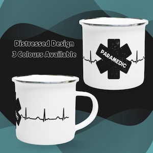 Paramedic Star of Life Mug: Distressed ECG Heartbeat Design