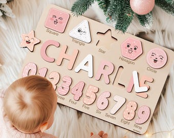 Custom Kids Name Puzzle, Personalized Baby Puzzle, Gifts For Toddlers, Wooden Puzzle Name, 1 Year Old Birthday Gift Boy, Baby Shower Gift