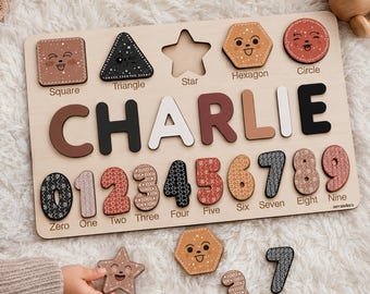 Wooden Busy Board Puzzle, Personalized Name Puzzle Toy, Baby Girl Gift, Nursery Decor, First Easter Gift, Custom Gift, One Year Old Gift