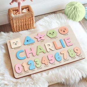Gifts for Baby, Personalized Wooden Name Puzzle for Toddlers, Montessori Baby Toys, First Birthday Gift, Christmas Gift for Kids