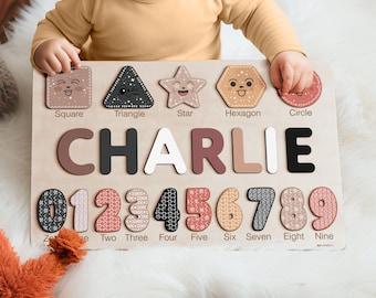 Personalized Handmade Baby Name Puzzle, Baby Girl Gift, Baby Boy Gift, Personalized Wooden Toys for Baby, Nursery Decor, Christmas Gift