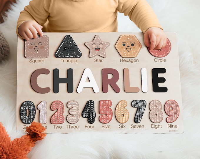 Personalized Handmade Baby Name Puzzle, Baby Girl Gift, Baby Boy Gift, Personalized Wooden Toys for Baby, Nursery Decor, Christmas Gift