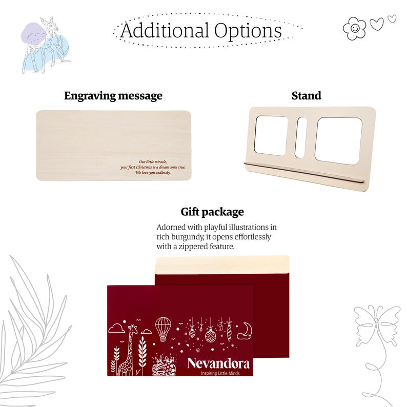 May include: A wooden stand with two slots for displaying photos or artwork. The stand is made of light wood and has a simple design. The stand is shown on a white background. The text "Stand" is written above the stand.