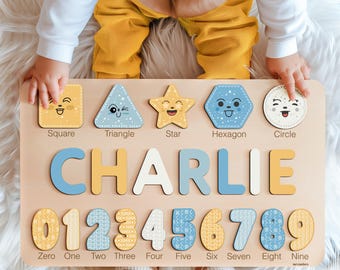 Baby Custom Puzzle, Name Blocks, Baby Girl First Birthday Gift, Wooden Puzzle Toddler, Gift For 1 Year Old Boy, Baby Toy, Personalized Baby