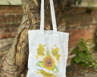 Sonnenblume botanische Taschentasche | Gelber floraler ästhetischer Naturdruck | Einweihungsgeschenk | Geschenk für Ihn Geschenk für Blumenliebhaber