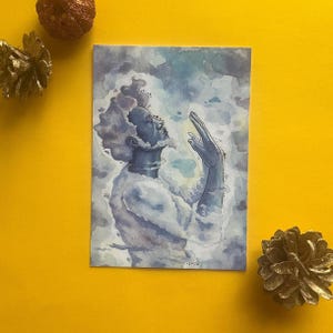 Aquarelle d'élément inspiré par la nature | Imprimé Air Elemental bleu fantaisie nature | Cadeau pour salle de jeux | cadeau pour lui