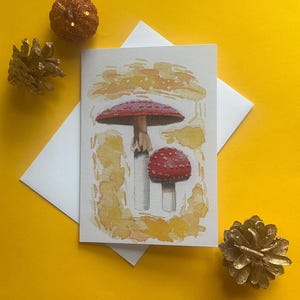 Grußkarte Fliegenpilz | Roter und weißer Fliegenpilz psychedelische Pilze Aquarelldruck | Natur inspirierter Druck | Pilzliebhaber