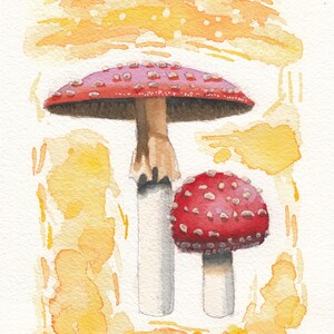 Fly Agaric Mushroom Watercolour Painting | Toadstool Art | Original Nature-Inspired Artwork | Gift for Mushroom Lovers (unframed)