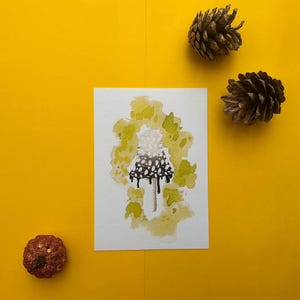 Tintenpilz Natur Aquarell Postkarte | Giftige botanische Illustration Pilzdruck | Geschenk für Pilzliebhaber und für die Reise