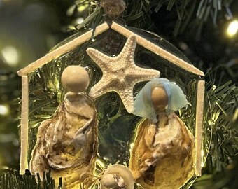 Adorno navideño de la Natividad con temática costera