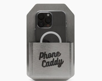 Gebürsteter Stahl Telefon Halter, selbstklebende Wandhalterung