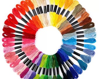 50 Pcs Multicolor Embroidery Floss Set – Cotton Cross Stitch Threads for Speedweve Darning, Visible Mending, Sewing & DIY Craft