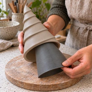 Reusable Cone Form for Pottery, Christmas Tree Clay Shaping Tool, Grey Ceramic Craft Form