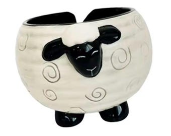 Sheep Yarn Bowl—Ceramic Knitting Wool Holder, Round Yarn Storage Bowl with Holes, Glossy Finish & Exquisite Texture