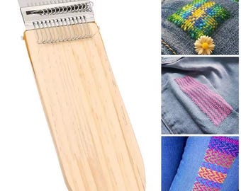 Free US Shipping 12/14 Hooks Rectangular Darning Loom Tool – Stitching, Mending, Weaving & Textile Repair Machine