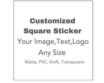 Vierkante stickers op maat – gepersonaliseerd, 100 stuks, 30-100 mm