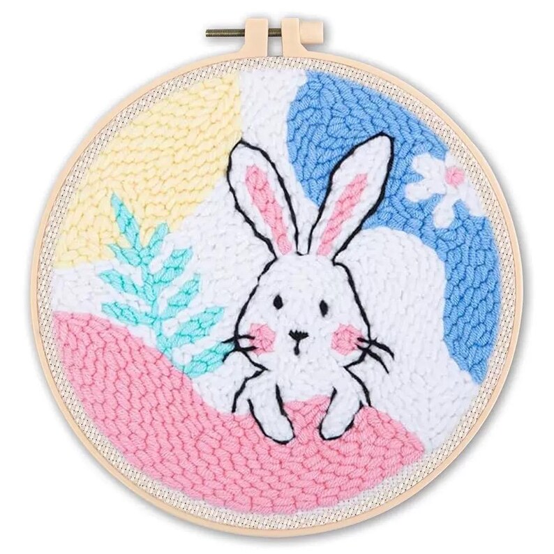 Cartoon Animal Punch Needle Embroidery Kit, DIY Wool Needlework Set for Adults, Decorative Poke Embroidery Craft image 17