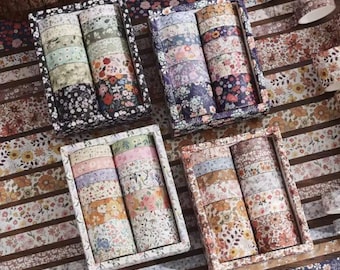 12 Rolls Vintage Floral Washi Tape Set – Decorative Masking Tape for Journals, Notebooks, Bullet Planning & Gift Wrapping