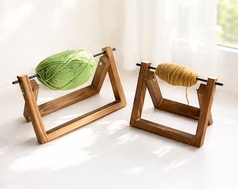 Wooden Yarn Holder Stand | Horizontal Yarn Spool Rack for Knitting, Crochet, Weaving & Craft Storage