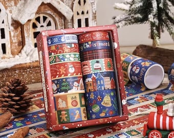 12 Rolls Vintage Christmas Washi Tape Set – Santa Claus Decorative Masking Tape for Scrapbooking, Journaling & Gift Wrapping