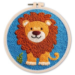 Cartoon Animal Punch Needle Embroidery Kit, DIY Wool Needlework Set for Adults, Decorative Poke Embroidery Craft image 20