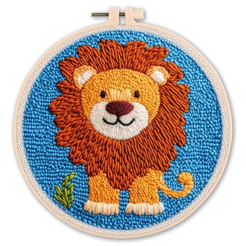 Cartoon Animal Punch Needle Embroidery Kit, DIY Wool Needlework Set for Adults, Decorative Poke Embroidery Craft image 20