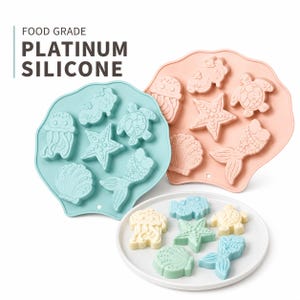Large Mermaid Silicone Mold | Ocean Sea Life Fondant Mold | Seashell Starfish Turtle Jellyfish Mermaid Tail | Resin Clay Wax Soap Chocolate