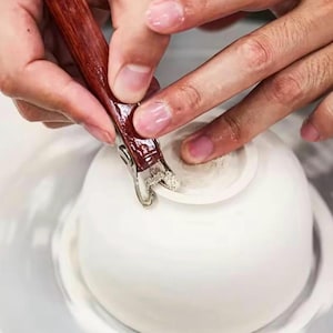 Pottery Foot Ring Trimming Tool | Ceramic Clay Scraper | Wooden Handle Pottery Carving Tool | Clay Sculpting Knife | Pottery Tool