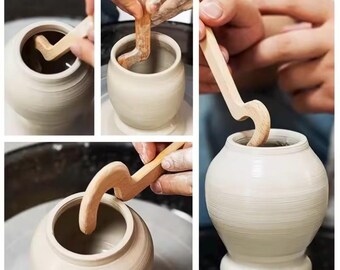 Wooden Ceramic Shaping Tool – Long Handle Pottery Edge Smoother & Blanking Forming Tool