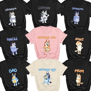 Personalized Blue Dog Family Matching T-shirts , Custom Blue Dog Birthday Boy & Girl Tee, Friends Shirts , Custom Adult Youth Toddler Shirts
