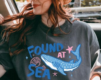 Found At Sea Whale Shark Shirt Cute Beach Vacation Tee Ocean Life Top
