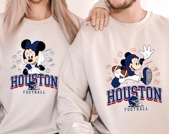 Houston Football Family Sweatshirt: Mickey & Minnie Game Day Tee