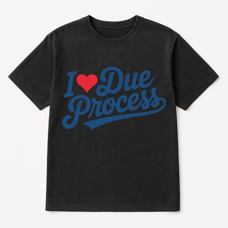 a black t - shirt that says i love due process