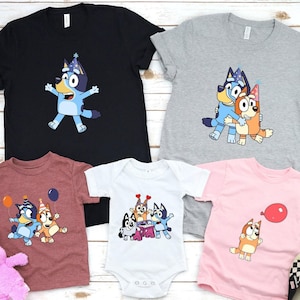 Blue Dog Custom Cartoon Shirts , Blue Dog Family Shirts, Blue Dog Friends Shirts, Blue Dog Birthday Shirts